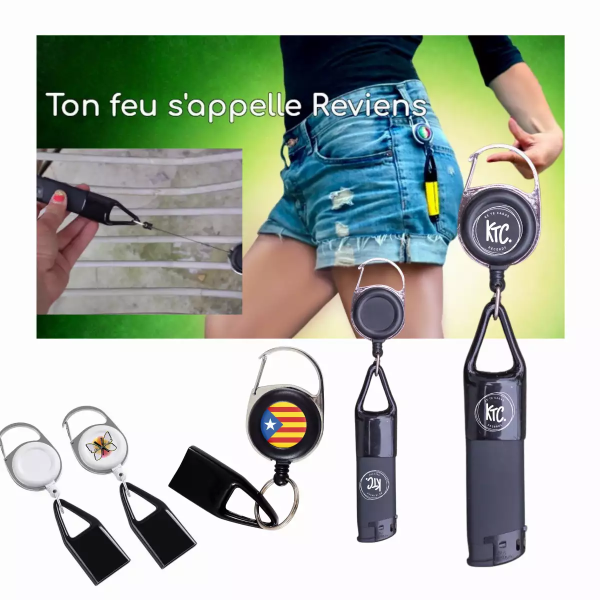 Porte Briquet avec autocollant ou résine, Clé, Badge, Marker RETRACTABLE: TON FEU S'APPELLE REVIENT !