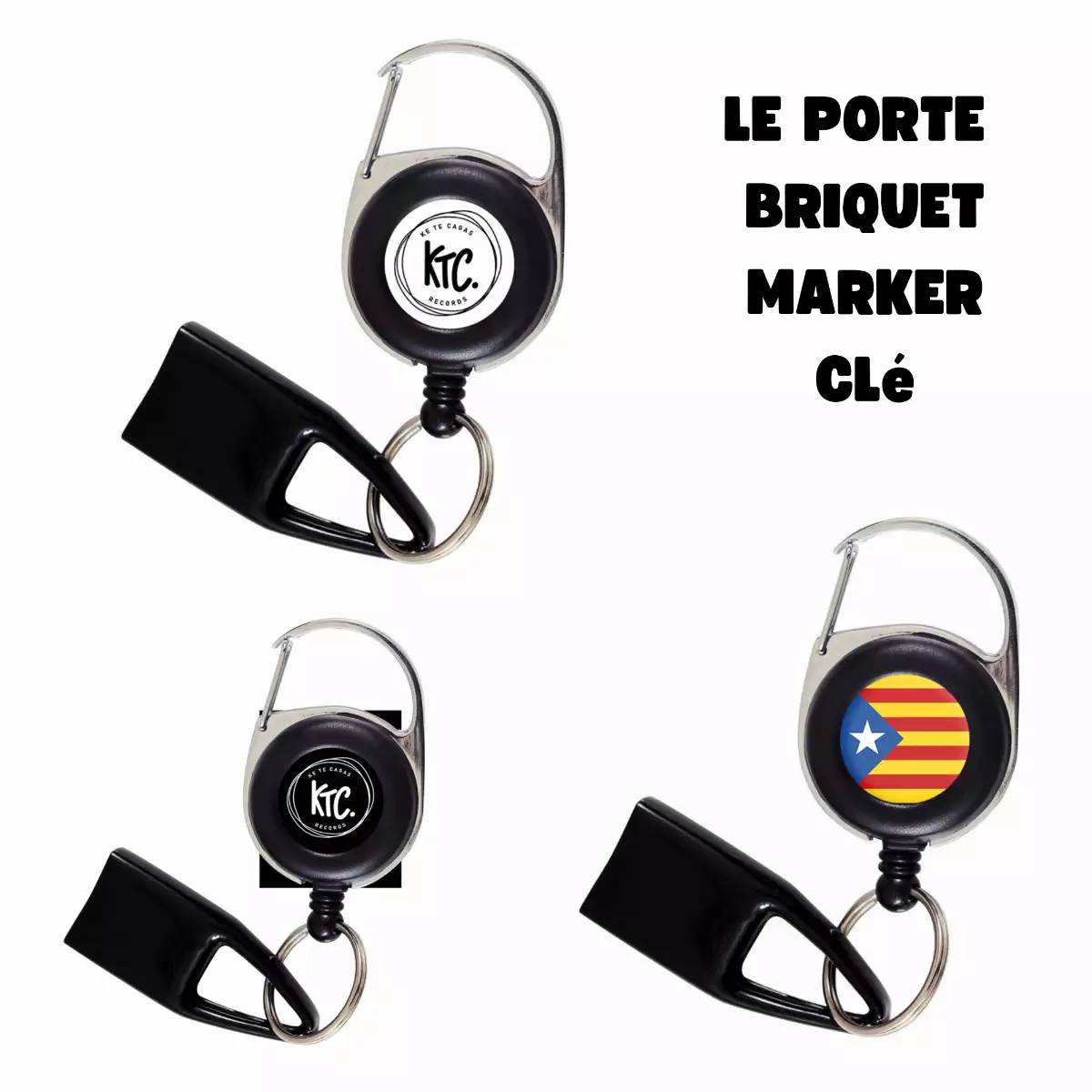 Porte Briquet avec autocollant ou résine, Clé, Badge, Marker RETRACTABLE: TON FEU S'APPELLE REVIENT !